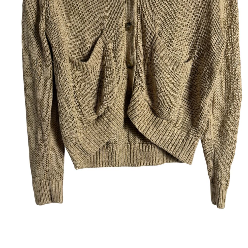 Polo Ralph Lauren Tan Beige Linen Knit Button Front Cardigan Sweater Size Small - Picture 10 of 14